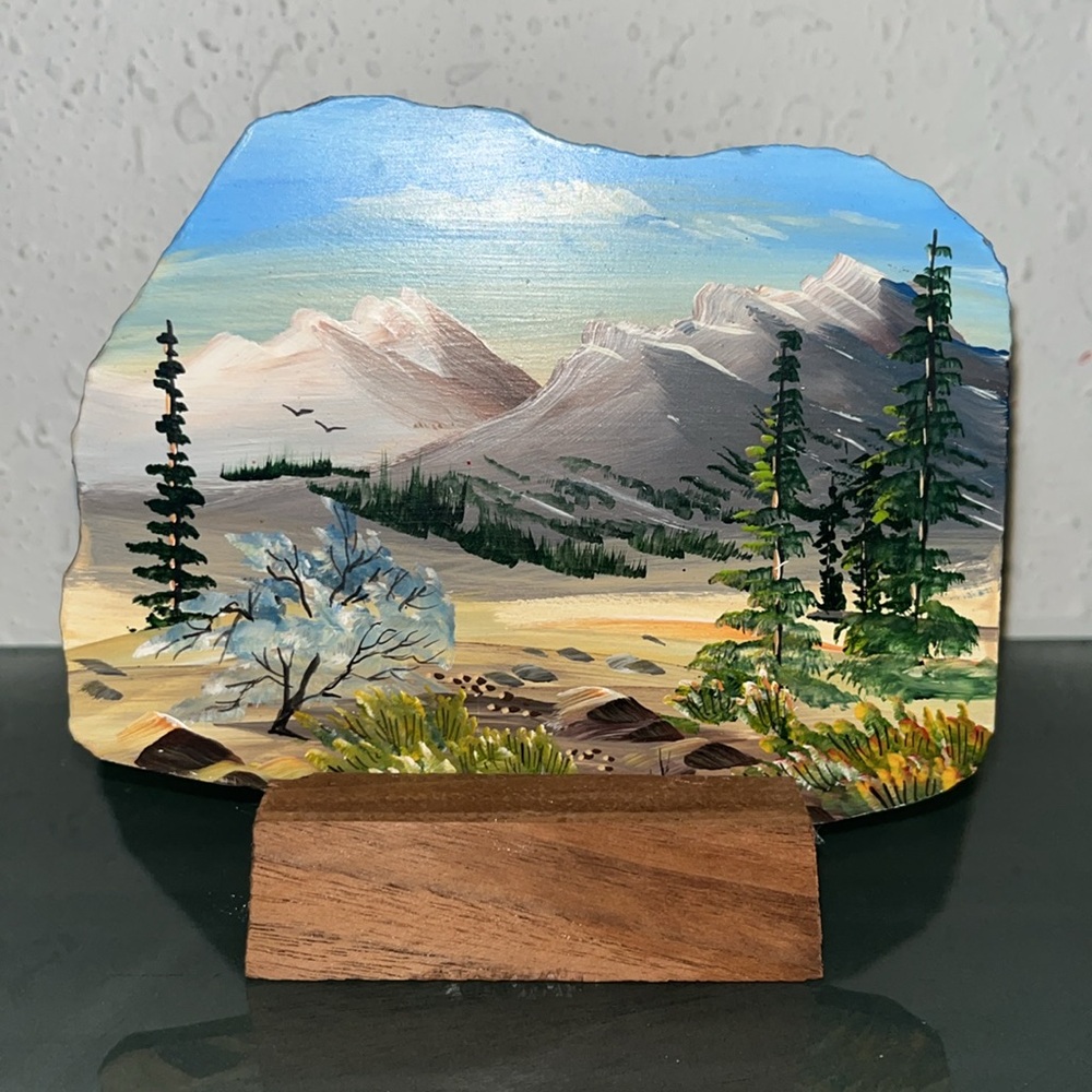 O Henry Hand Painted & Signed Painted Stone slab